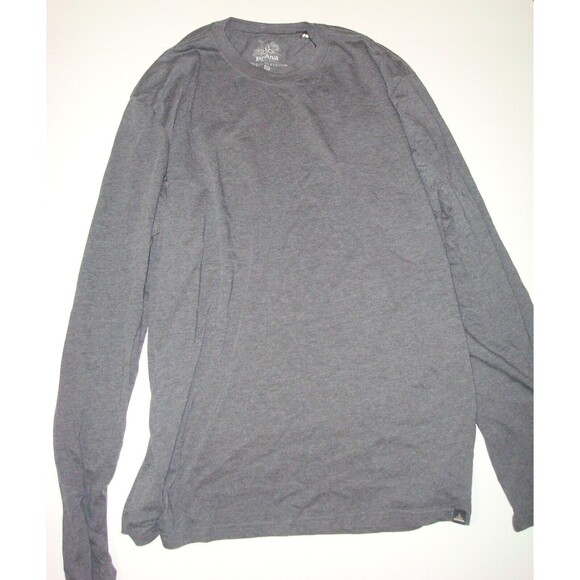 New Mens XXLT Prana LS T Shirt NWT Dark Gray Organic Cotton Recycled Polyester - Picture 1 of 4